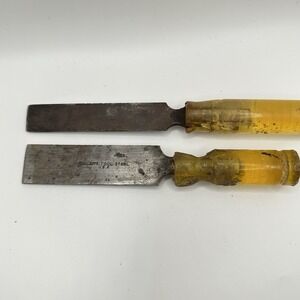 VTG Fuller's Tool Steel Wood Chisel Tool Set 2 Yellow Handle Woodworking USA